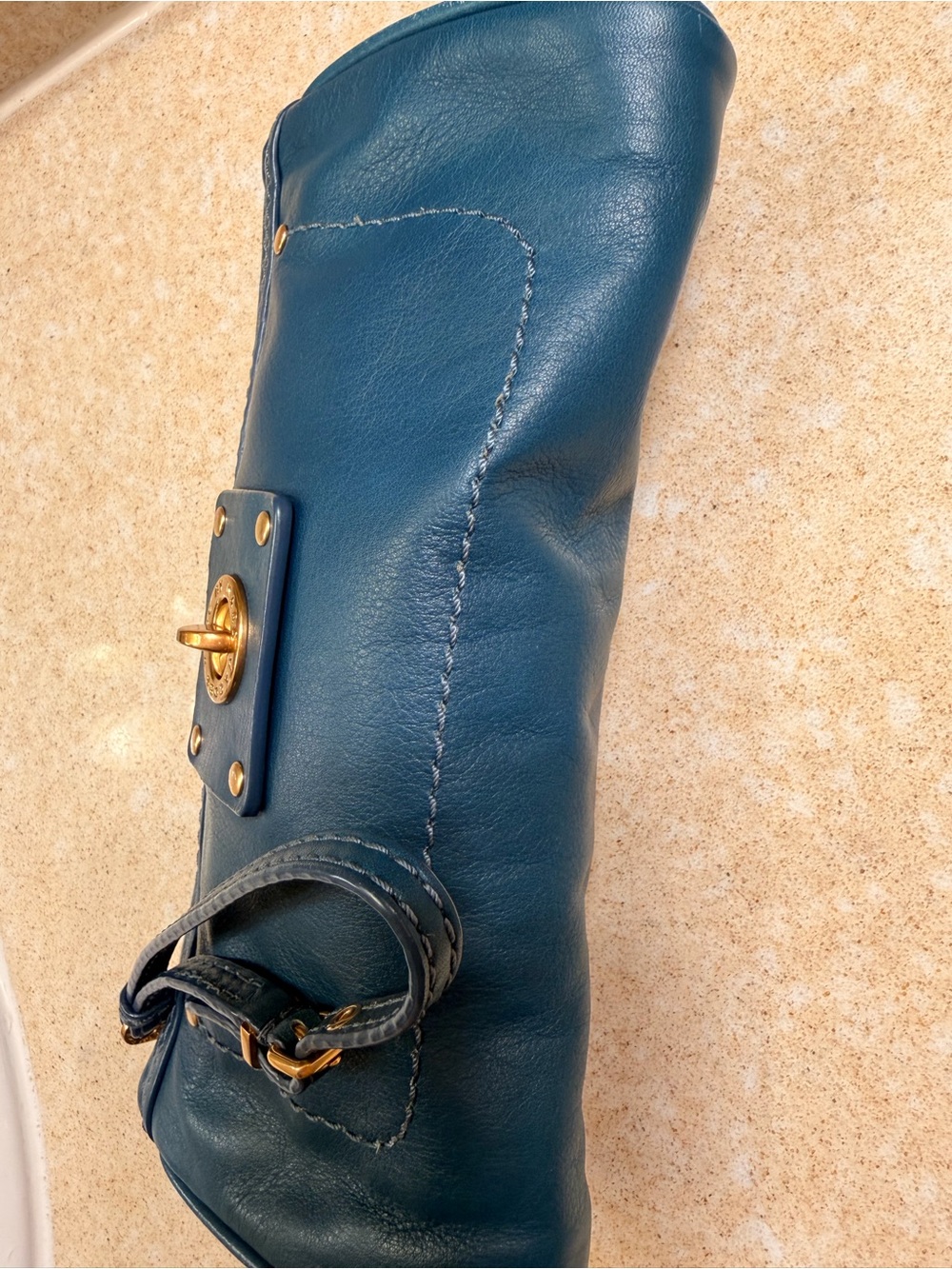 Marc Jacobs Blue Leather Wristlet Clutch with Gold Hardware - Picture 2 of 9